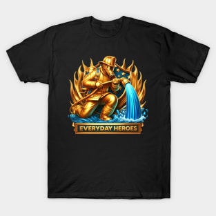 The Heroic Fireman Taming Flames T-Shirt